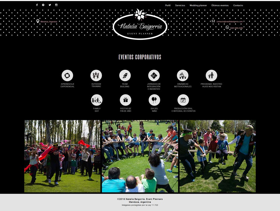 Website responsivo de Natalia Baigorria diseñado y desarrollado por La Vuelta Web
