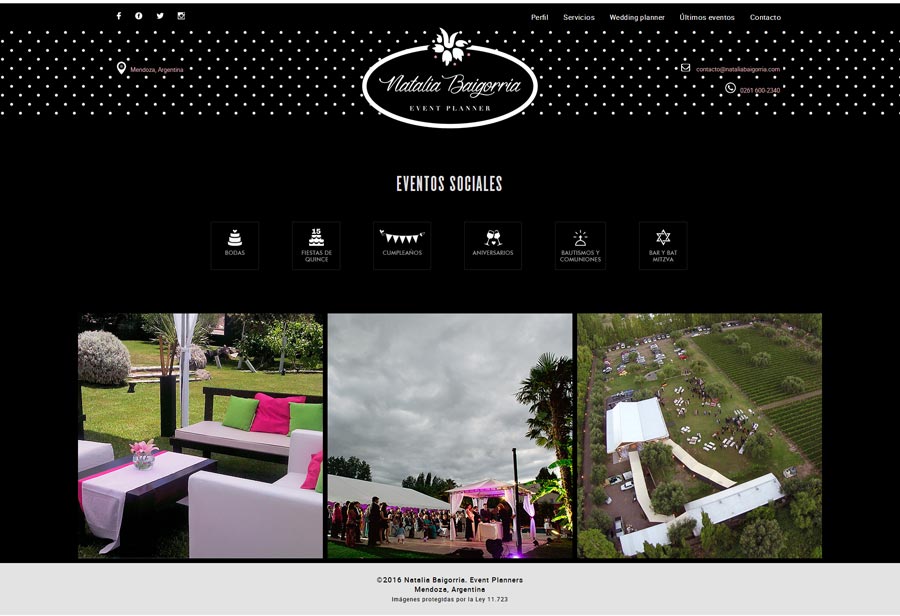 pagina web de Natalia Baigorria Event Planner desarrollado por La Vuelta Web