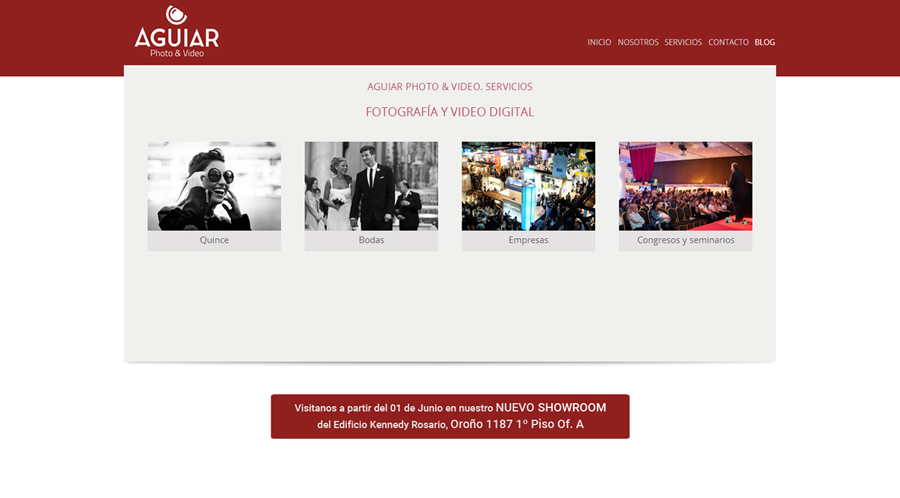 Sección "Servicios" sitio web Aguiar Photo & Video realizado por La Vuelta Web