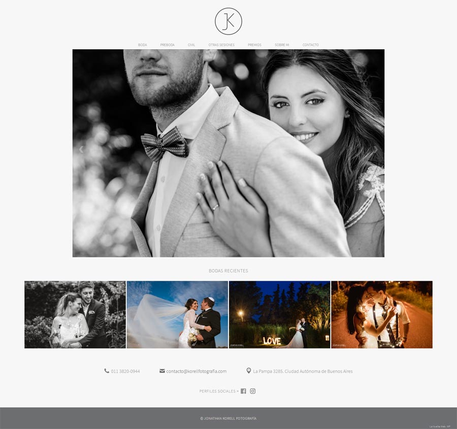 Website para el fotógrafo Jonathan Korell Fotografía, Caba, Buenos Aires