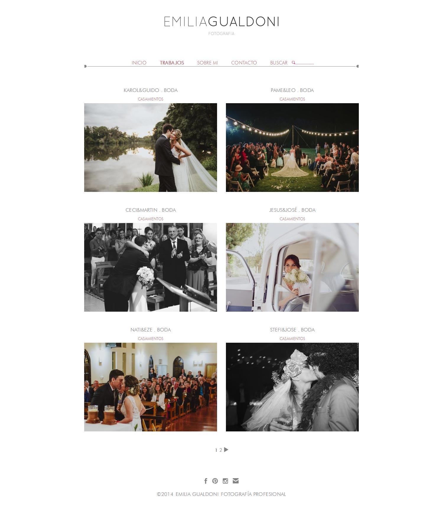 Fotografías de bodas de Emilia Gualdoni en su web