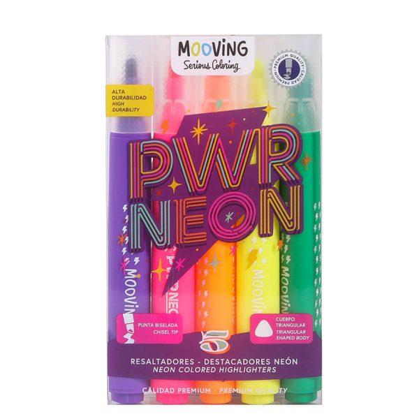 Resaltadores PWR Neon Mooving Serious Coloring x 5 unidades