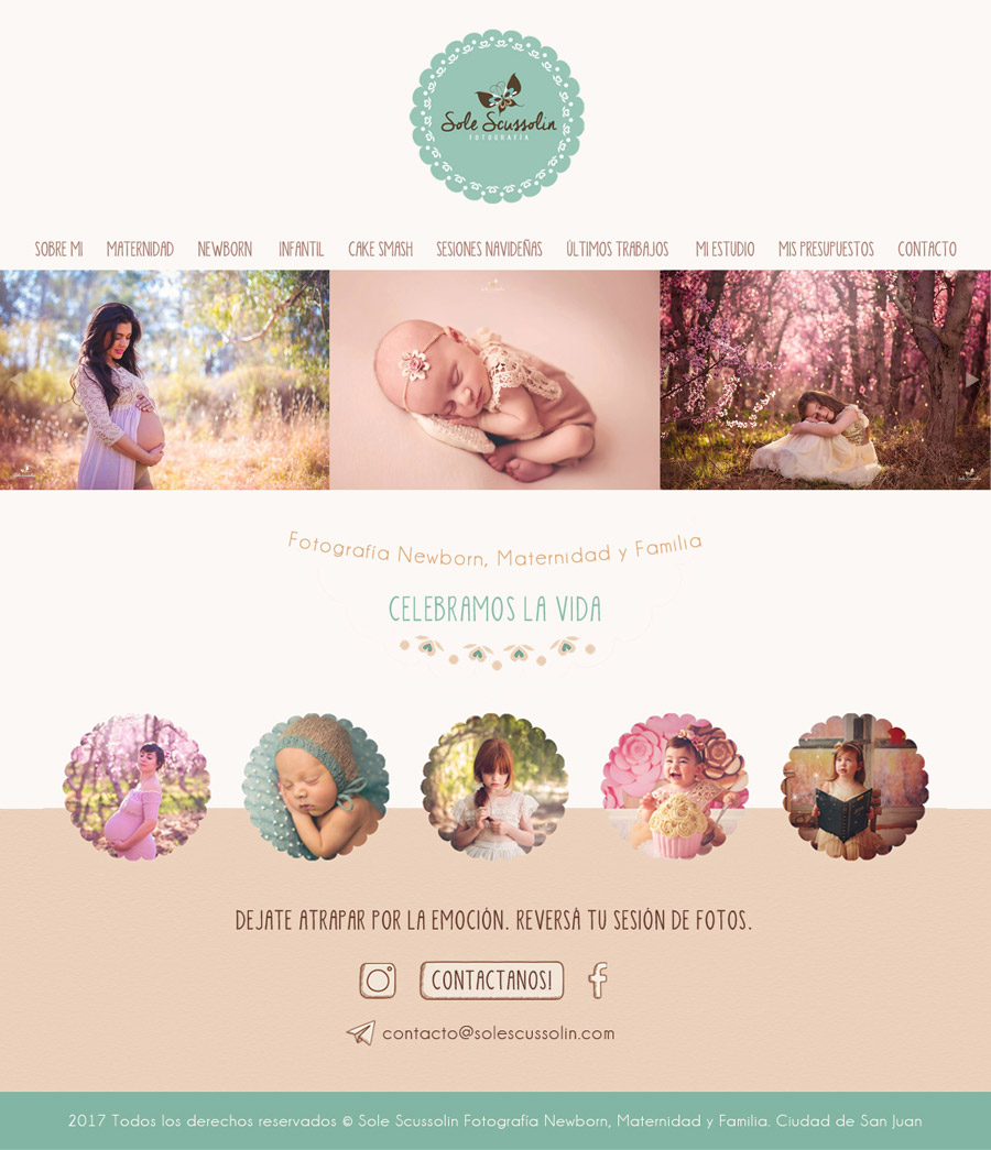 web de fotografia diseñado y desarrollado por lavueltaweb para la fotógrafa Soledad Scussolin de San Juan