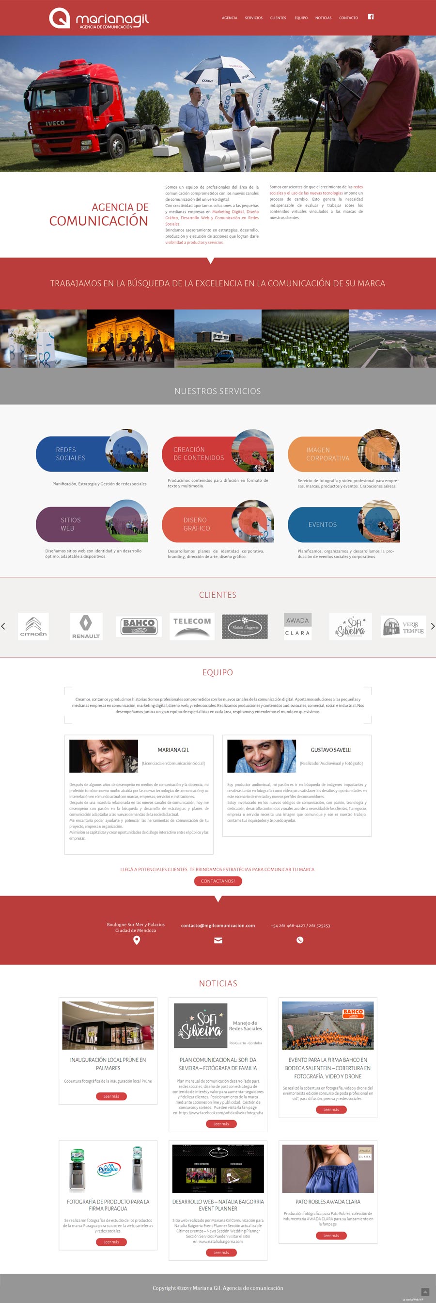 Sitio web ideado para la Licenciada Mariana Gil. Agencia de Comunicación de Mendoza por La Vuelta Web