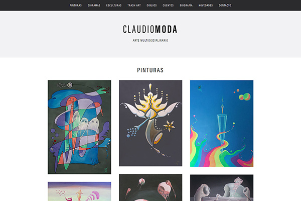 Portada web de Claudio Moda arte multidisciplinario. Desarrollo La Vuelta Web
