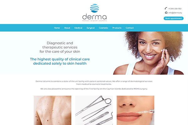 Portada Derma Medical Surgical Cosmetic website. Design and devolopment lavueltaweb
