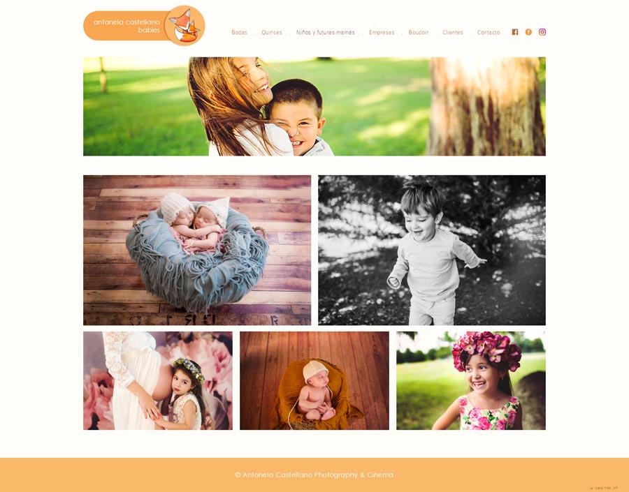 Pagina web sobre fotografia de familia, futuras mamás y bebes para Antonela Castellano por La Vuelta Web