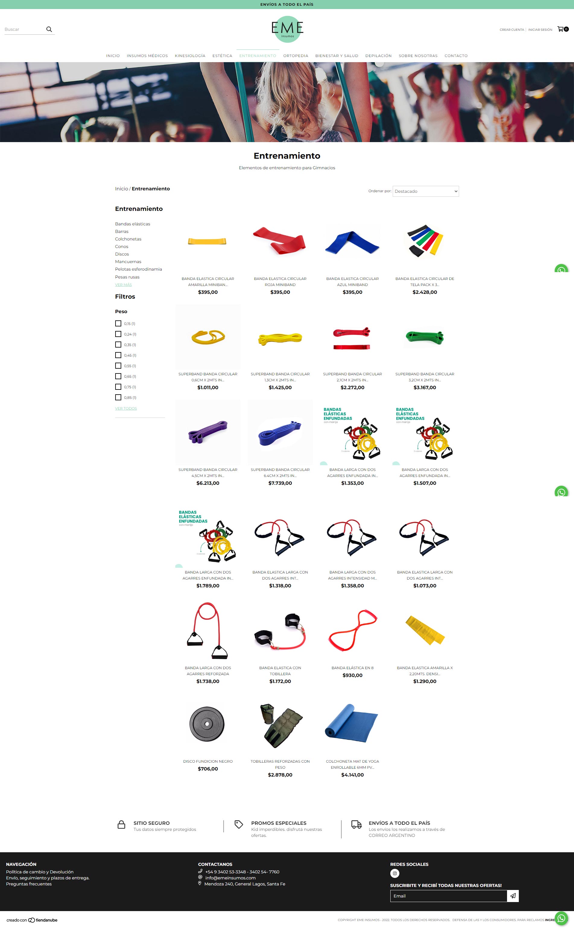 Productos para entrenamiento en "Eme Insumos" tienda online realizada con Tienda Nube por La Vuelta Web