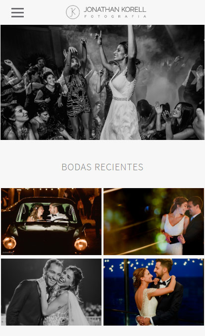 Web de fotografía versión móvil, Jonathan Korell, realizada por La Vuelta Web