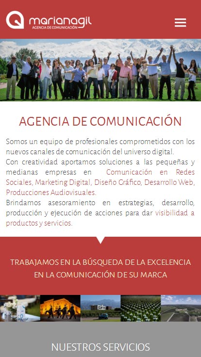 Web adaptable a móviles, desarrollada por La Vuelta Web. Mariana Gil Agencia de comunicación, Mendoza