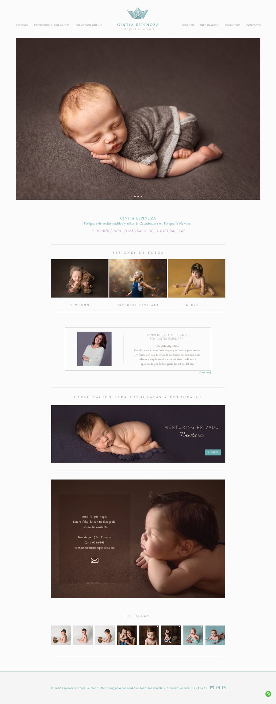 Portada web de cintia Espinoza Fotografía infantil. Realizada por La Vuelta Web
