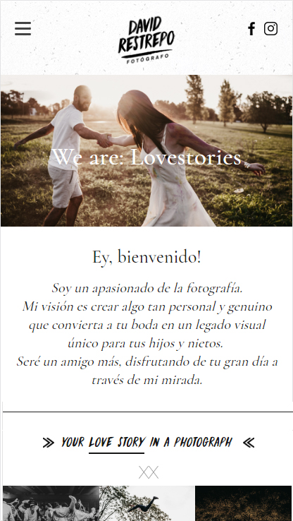 Portada website responsive design de David Restrepo, fotógrafo de bodas. Diseño y desarrollo lavueltaweb.com