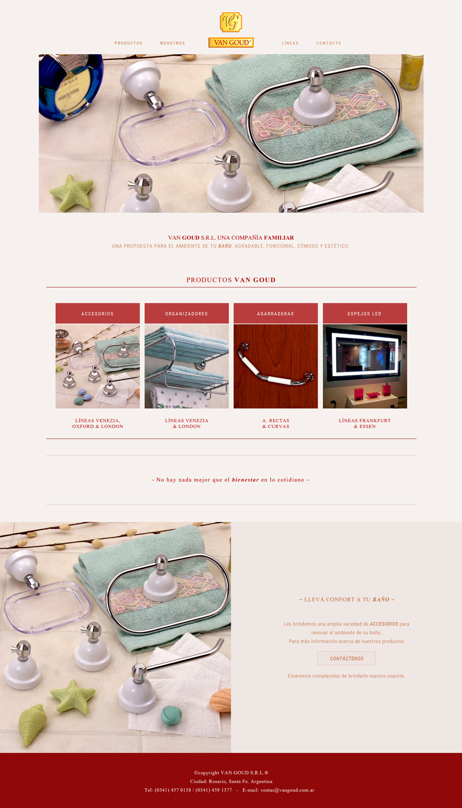 Home web de la empresa Van Goud SRL desarrollada por La Vuelta Web