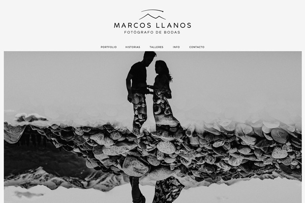Portada web del fotógrafo Marcos Llanos. diseño y desarrollo La Vuelta Web