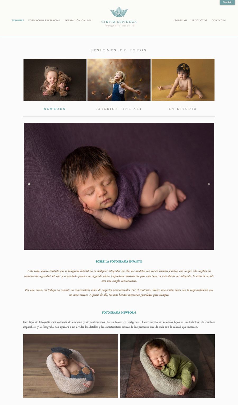 Sesiones de fotos de la web de Cintia Espinoza, fotógrafa infantil