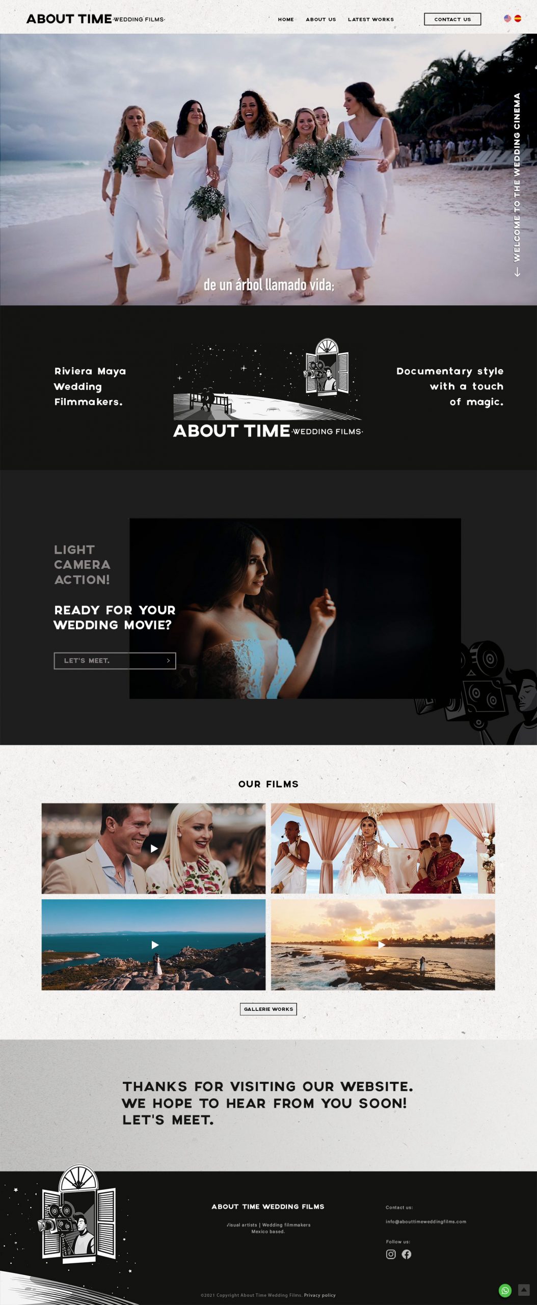 Website About Time Wedding Films. Visual artists wedding filmmakers. Riviera Maya. Mexico