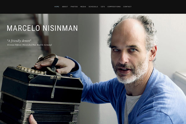 web del bandoneonista y compositor Marcelo nisinman realizada por lavueltaweb.com