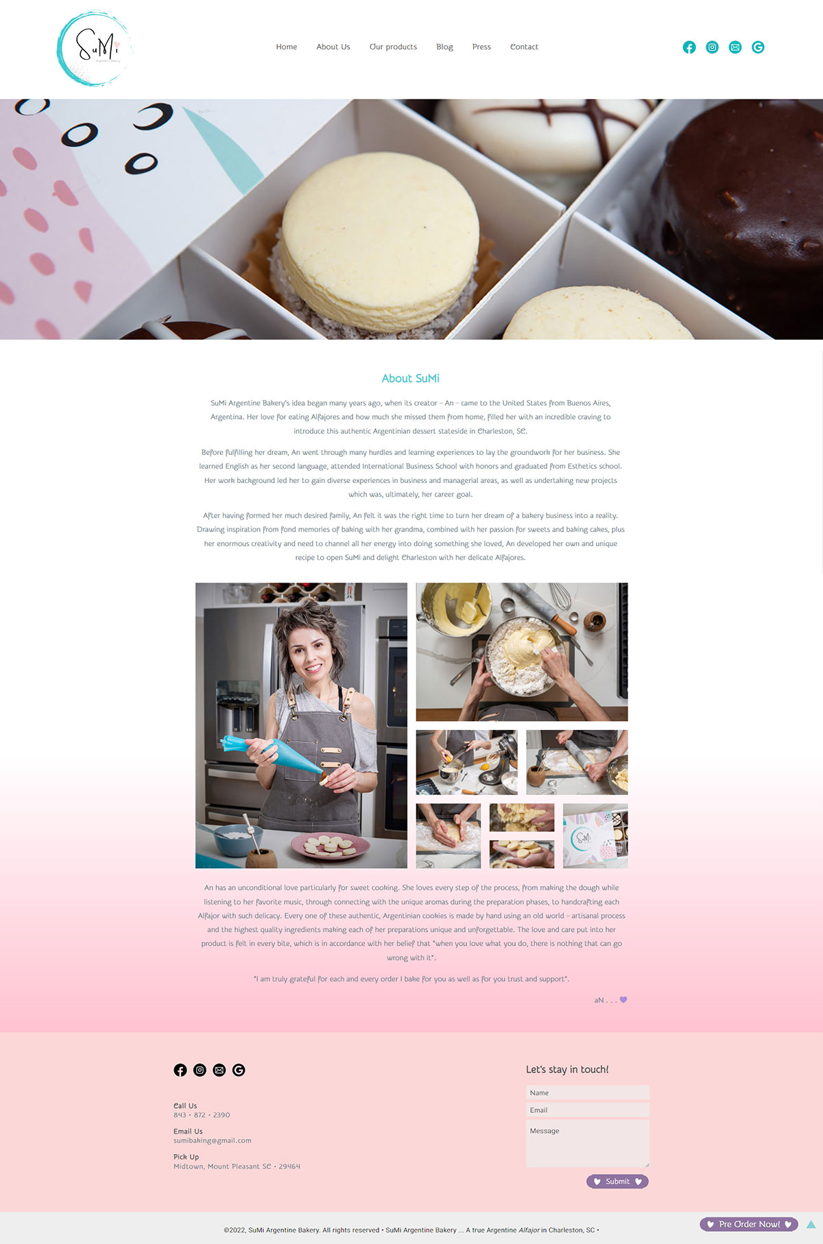 About us An creator SuMi Argentine Bakery specialized in alfajores. Development La Vuelta Web